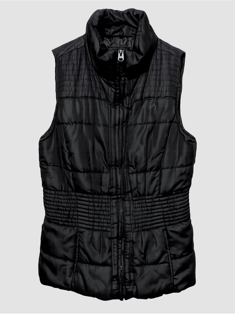 Outer Edge Black Quilted Puffer Vest Womens Small Zip Front Jacket Vest Pockets